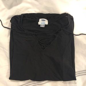 Tie up black tee